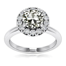 Ronde 4 Karaat Halo Natuurlijke uit de aarde gewonnen Diamanten Ring