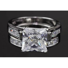 Afbeelding in Gallery-weergave laden, 4 Karaat Prinses Echt Diamanten Verlovingsring Set Wit Goud 14K Kanaal
