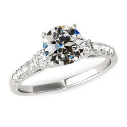4 Karaat Rond Oud Geslepen Echte Natuurlijke uit de a aarde gewonnen Diamanten Ring Gouden Dames Sieraden