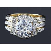 Afbeelding in Gallery-weergave laden, 4 Karaats Jubileum Ring Set Ronde Echt Diamant Geel Goud 14K
