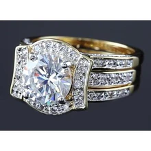 Afbeelding in Gallery-weergave laden, 4 Karaats Jubileum Ring Set Ronde Echt Diamant Geel Goud 14K
