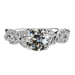 14K Witgoud Parelrand Fijne Diamant Solitaire met Zijstenen 2