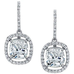 4,30 Karaat Fonkelende Echt Diamanten Dames Dangle Oorbellen Goud Wit 14K