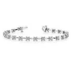 4,40 Ct Ronde Bloem Prong Set Echt Diamanten Tennisarmband Dames Goud