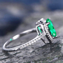 Afbeelding in Gallery-weergave laden, 4,40 karaat Groente smaragd met diamanten ring witgouden fijne damessieraden
