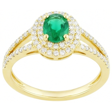 Afbeelding in Gallery-weergave laden, 4,5 ct ovaal geslepen groene smaragd met Natuurlijke echte diamanten ( niet in een laboratorium gekweekt ) ring
