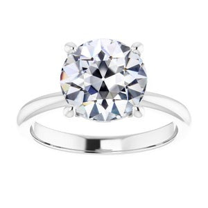 4.50 Karaat Solitaire Ring Ronde Oude Mijn Geslepen Echt Diamant 14K Witgoud