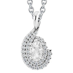 4.50 Karaat Dames Halo Ovale Natuurlijke uit de aarde gewonnen Diamant Oude Mijnwerker Schuifhanger 14K
