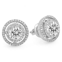 4,90 Karaat Ronde Briljant Geslepen Echt Diamanten Halo Oorbellen Voor Dames