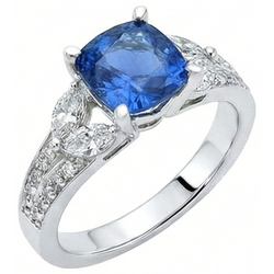 5.10 ct Ceylon blauwe saffier en Natuurlijke echte diamanten ( niet in een laboratorium gekweekt ) ring wit goud 14k