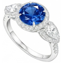 Afbeelding in Gallery-weergave laden, echte round saffier 5.30karaat ring close-up detail
