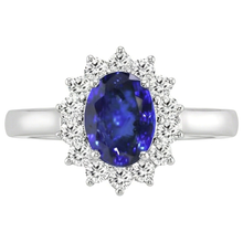 Afbeelding in Gallery-weergave laden, 5.30 karaat Tanzanite ovale Natuurlijke echte diamanten ( niet in een laboratorium gekweekt ) ring wit goud 14K Nieuw
