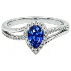 5.36 Karaat Peer AAA Ceylon Saffier Natuurlijke uit de aarde gewonnen Diamanten Jubileumring