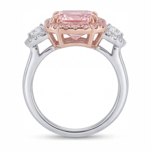 Afbeelding in Gallery-weergave laden, Verlovingsring met roze diamant 5,5 karaat labgekweekt radiant halo glad 14k witgoud
