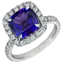 Afbeelding in Gallery-weergave laden, echte round tanzaniet 5.50karaat ring close-up detail

