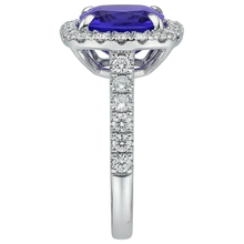 Afbeelding in Gallery-weergave laden, echte round tanzaniet 5.50karaat ring met diamantaccenten
