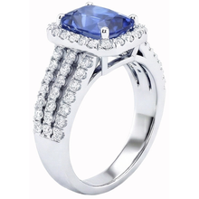 Afbeelding in Gallery-weergave laden, echte round saffier 2.50karaat ring close-up detail
