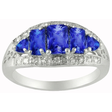Afbeelding in Gallery-weergave laden, Ring met 5.51 Karaat Sri Lankaanse Saffier, Natuurlijke uit de aarde gewonnen Diamanten, Prachtig, Witgoud 14K
