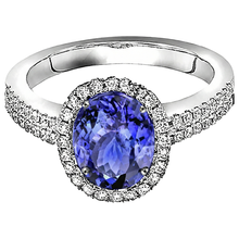 Afbeelding in Gallery-weergave laden, 5.61 karaat ovale tanzaniet Natuurlijke echte diamanten ( niet in een laboratorium gekweekt ) jubileum ring wit goud 14k
