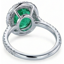 Afbeelding in Gallery-weergave laden, 5.75 karaat Natuurlijke echte diamant ( niet in het laboratorium gekweekt ) met groene smaragd ring wit goud 14K
