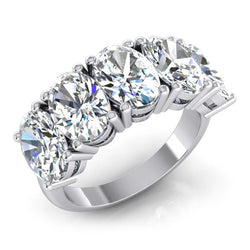 5-Steens Natuurlijke Echte Diamanten (Niet Labgekweekt) Jubileumband Goud Ovaal Geslepen Sieraden 5 Karaat