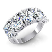Afbeelding in Gallery-weergave laden, 5-Steens Natuurlijke Echte Diamanten (Niet Labgekweekt) Jubileumband Goud Ovaal Geslepen Sieraden 5 Karaat
