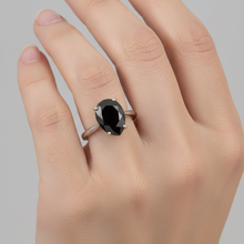 Afbeelding in Gallery-weergave laden, Zwarte diamanten sieraden 5 karaat echte peervormige solitaire meskant ring 14k witgoud
