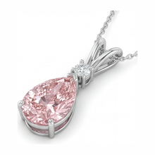Afbeelding in Gallery-weergave laden, Collier met roze diamant 5 karaat labgekweekte peervormige solitair hanger met gespleten montuur 14K Witgoud
