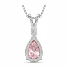 Afbeelding in Gallery-weergave laden, Collier met roze diamant 5 karaat labgekweekte peervormige solitair hanger met gespleten montuur 14K Witgoud

