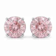 Afbeelding in Gallery-weergave laden, Labgekweekte roze diamanten oorbellen 5 karaat rond verborgen Halo 14K Witgoud
