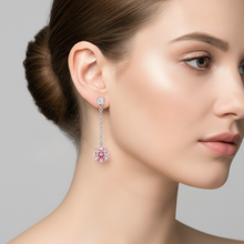 Afbeelding in Gallery-weergave laden, Roze diamanten oorbellen 5 karaat labgekweekt ronde solitair glad 14k Witgoud

