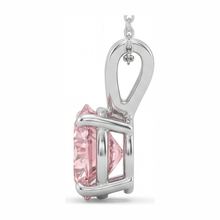 Afbeelding in Gallery-weergave laden, Roze diamanten ketting 5 karaat labgekweekt ronde solitaire hanger 14k witgoud
