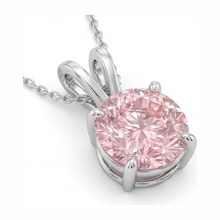 Afbeelding in Gallery-weergave laden, Roze diamanten ketting 5 karaat labgekweekt ronde solitaire hanger 14k witgoud
