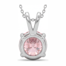 Afbeelding in Gallery-weergave laden, Roze diamanten ketting 5 karaat labgekweekt ronde solitaire hanger 14k witgoud
