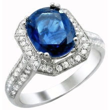 Afbeelding in Gallery-weergave laden, 5 ct. Ceylon Saffier Met Diamanten Verlovingsring Wit Goud 14K
