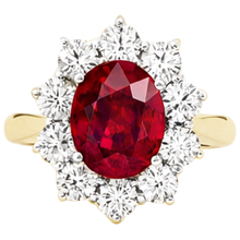 Afbeelding in Gallery-weergave laden, 5 ct rond geslepen natuurlijke robijn met Natuurlijke echte diamanten ( niet in een laboratorium gekweekt ) ring 14K goud
