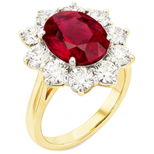 Afbeelding in Gallery-weergave laden, 5 ct rond geslepen natuurlijke robijn met Natuurlijke echte diamanten ( niet in een laboratorium gekweekt ) ring 14K goud
