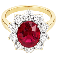 Afbeelding in Gallery-weergave laden, 5 ct rond geslepen natuurlijke robijn met Natuurlijke echte diamanten ( niet in een laboratorium gekweekt ) ring 14K goud
