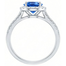 Afbeelding in Gallery-weergave laden, 5 ct ronde Ceylon saffier met Natuurlijke echte diamanten ( niet in een laboratorium gekweekt ) ring wit goud 14k
