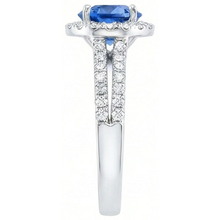 Afbeelding in Gallery-weergave laden, 5 ct ronde Ceylon saffier met Natuurlijke echte diamanten ( niet in een laboratorium gekweekt ) ring wit goud 14k
