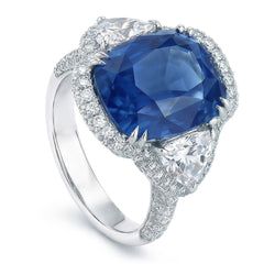 5 karaat Sri Lanka saffier Natuurlijke echte diamanten ( niet in een laboratorium gekweekt ) ring wit goud 14K