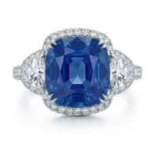Afbeelding in Gallery-weergave laden, 5 karaat Sri Lanka saffier Natuurlijke echte diamanten ( niet in een laboratorium gekweekt ) ring wit goud 14K
