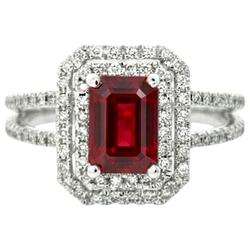 5 karaat smaragd geslepen robijn en Natuurlijke echte diamanten ( niet in een laboratorium gekweekt ) ring wit goud 14K sieraden