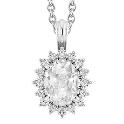 5.50 Karaat Halo Ovale Oude Mijnwerker Dames Echte Natuurlijke uit de aarde gewonnen Diamanten Schuifhanger Ster Stijl