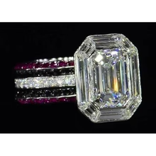 Afbeelding in Gallery-weergave laden, 5.50 Karaat Unieke Stijl Emerald Echt Diamond Anniversary Ring
