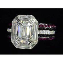 Afbeelding in Gallery-weergave laden, 5.50 Karaat Unieke Stijl Emerald Echt Diamond Anniversary Ring
