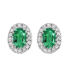 5,50 karaat Prong Set groene smaragd met diamanten Stud Oorbellen goud 14K