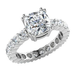 Echte 5 Karaat Natuurlijke uit de aarde gewonnen Diamanten Ring Kussenslijpsel Witgoud 14K