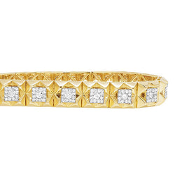 5 Karaat Echt Diamanten Vierkante Herenarmband Geel Goud 14K