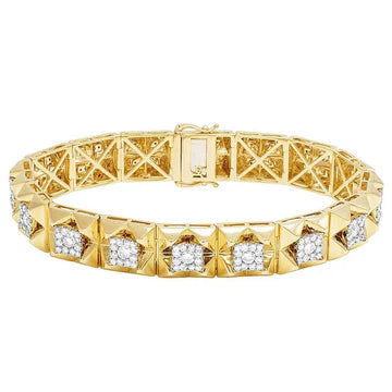 5 Karaat Echt Diamanten Vierkante Herenarmband Geel Goud 14K